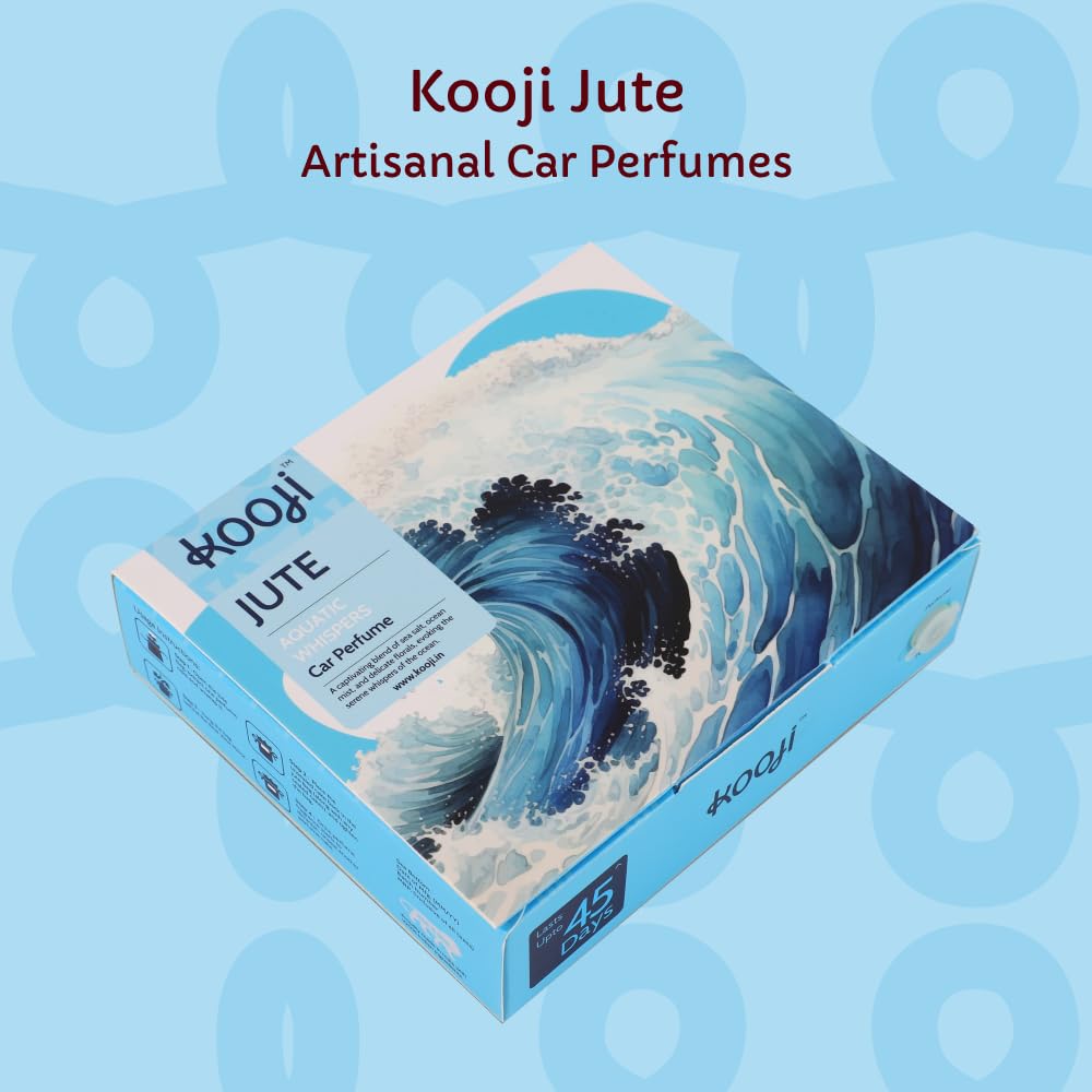 Kooji Jute - Car Perfumes - Aquatic Whispers | Premium Car Freshener with Natural & Vegan Ingredients - Long-Lasting Aroma for Car, Home, Office - Up to 45 Days