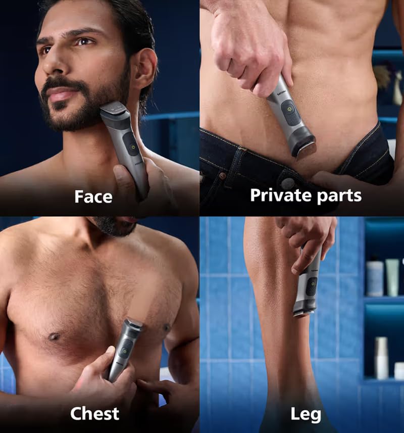 Philips India's No.1 Men's Trimmer | Pro Beardsense Technology | 14-In-1 Modern Man Kit -Face,Body & Private Parts | 3 Year Warranty I 120Min Runtime | Includes