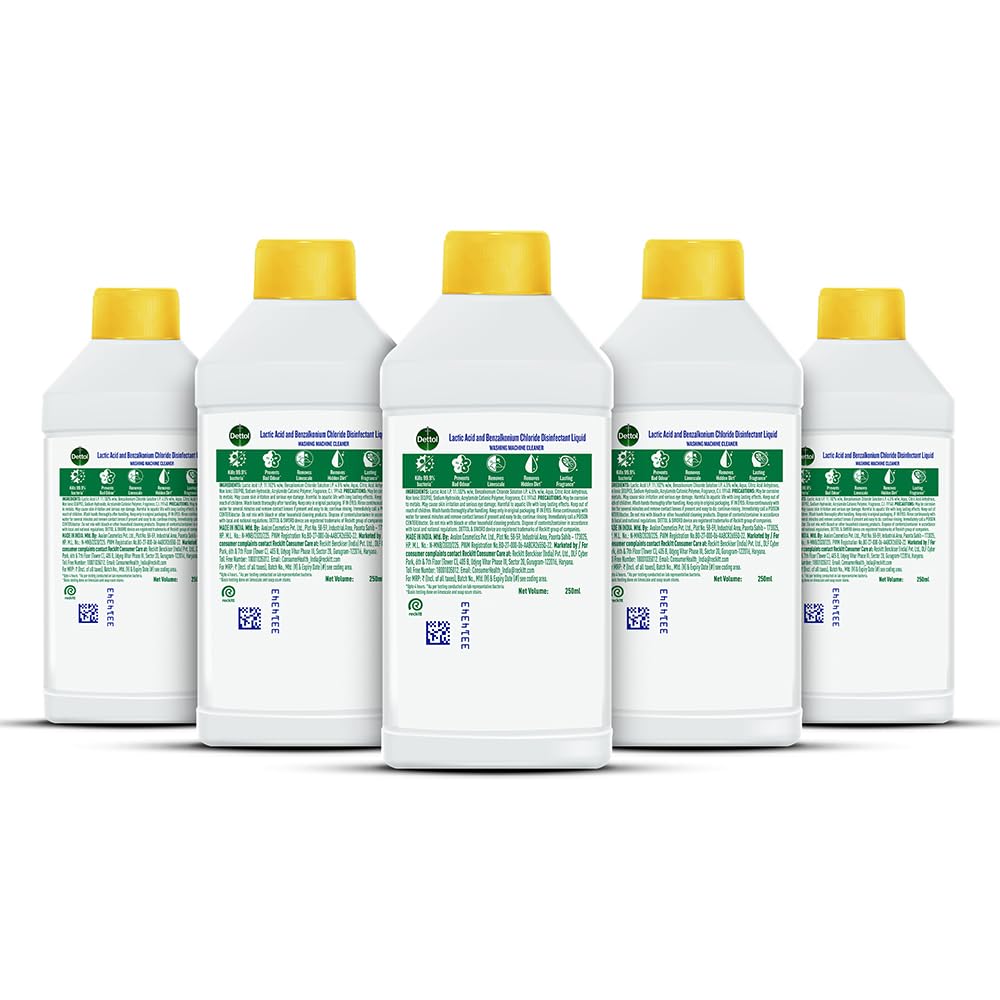 Dettol 5 in 1 Washing Machine Cleaner Lemon 250ml (Pack of 5)