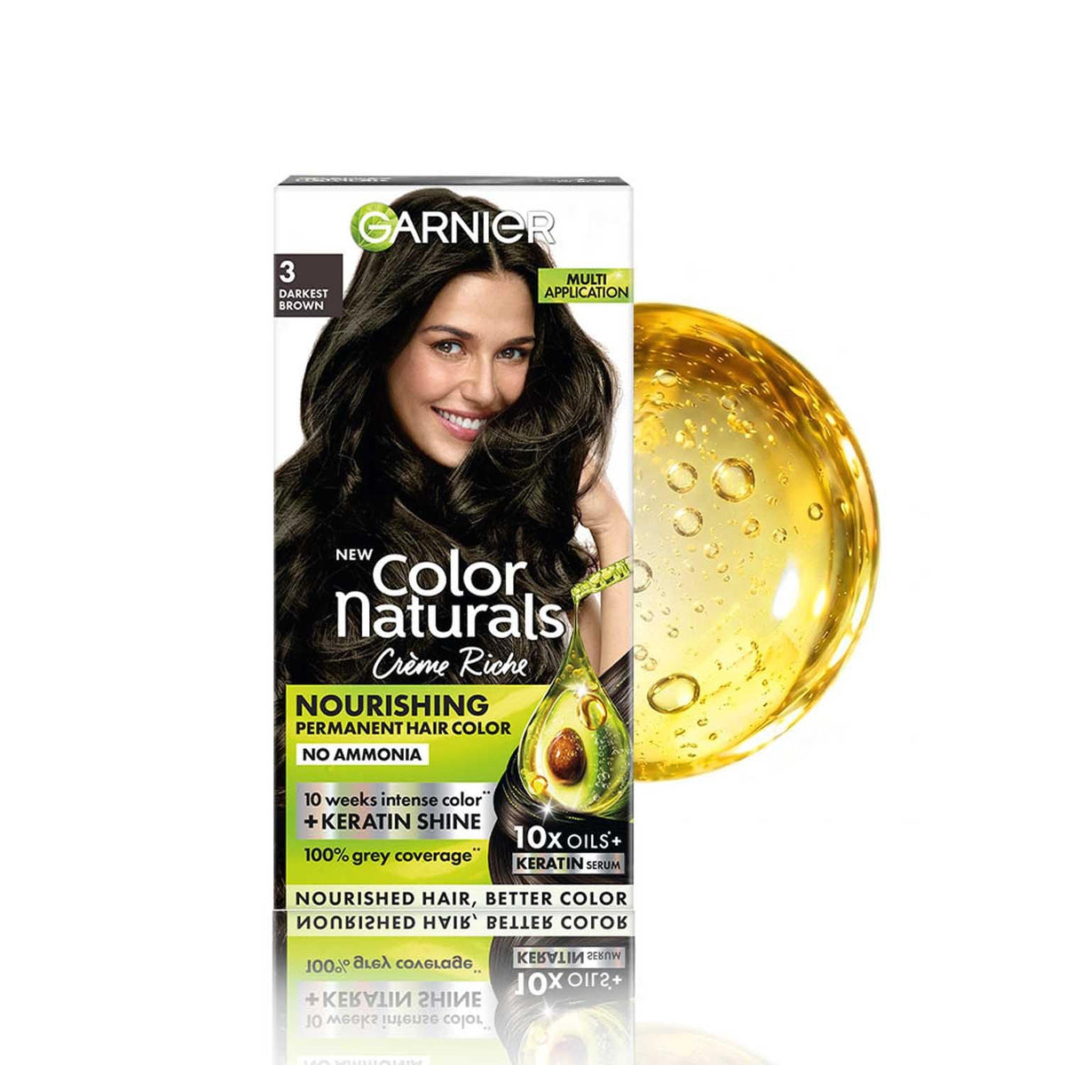 New Garnier Color Naturals with Keratin Shade 3 Darkest Brown SHADE 3, DARKEST BROWN (Pack of 1)