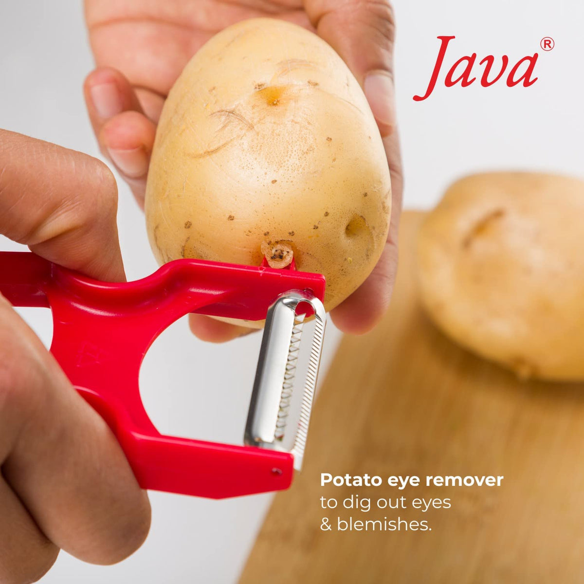 Java Rapid INOX Peeler with Stainless Steel Double Edge Blade, ABS Plastic Handle, Ergonomic Design, Dishwasher Safe, for Fruits and Vegetables (RED, Julienne)