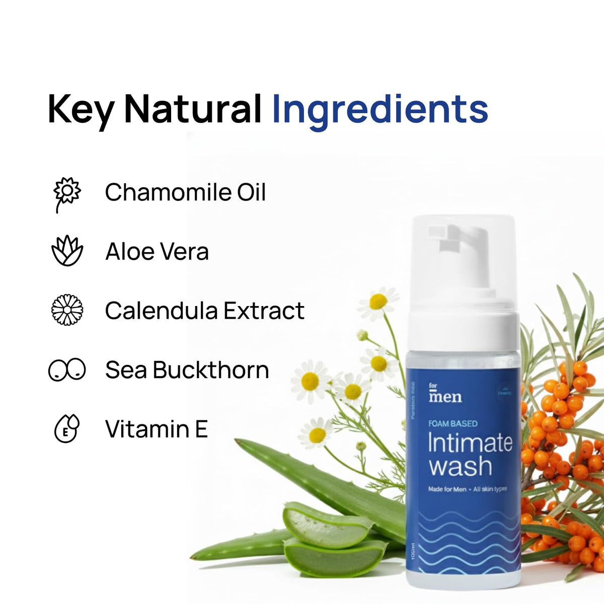 ForMen Intimate Wash for Men | pH Balanced Foam Based | Intimate Hygiene Wash | Anti Bacterial, Anti Fungal Sulphate & Paraben Free | with Aloe Vera and Tea Tre
