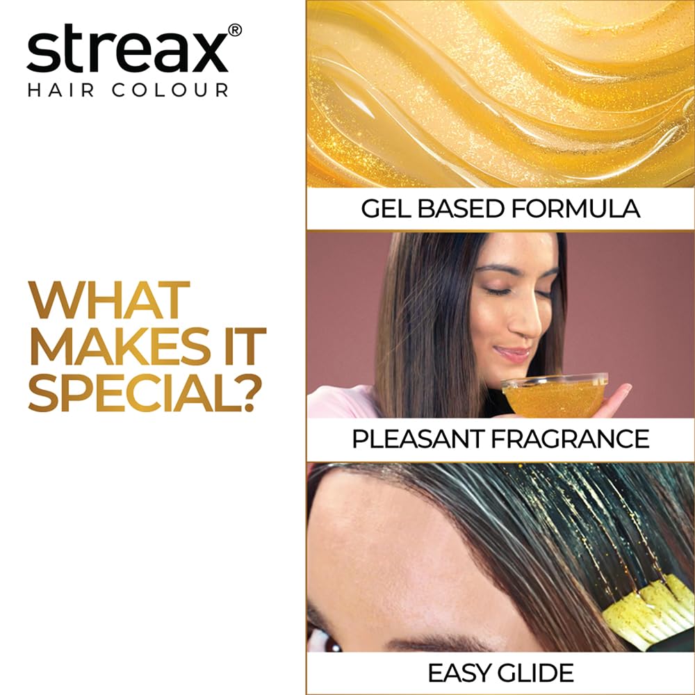 Streax Gel Hair Colour for Women & Men, Dark Brown 3, 150ml | Hair Colour Dark Brown| 100% grey coverage | Long Lasting Hair Color, Easy to Use | Ammonia-Free H