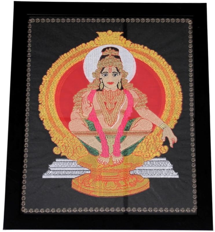 Framed Canvas Painting Spiritual Art Wall Painting for Living Room, Bedroom, Office, Hotels, Drawing Room(Ayyappan Tanjore)(ASA GD 003)