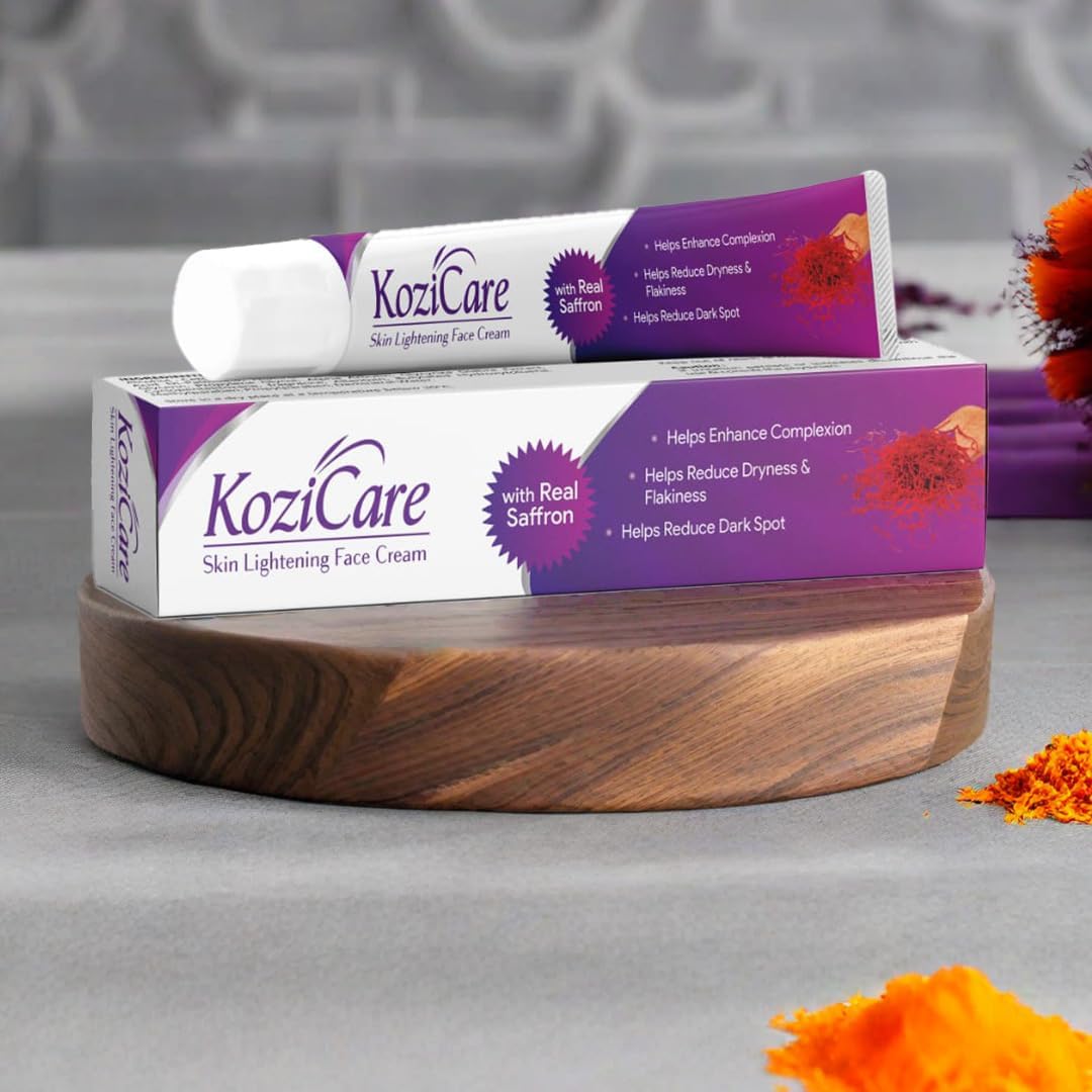 Kozicare Kojic Acid Face Cream with Glutathione and Saffron - Tan Removal & Dark Spots, Skin Lightening Cream for Glowing Skin - Non-Greasy, Lightweight, for Me