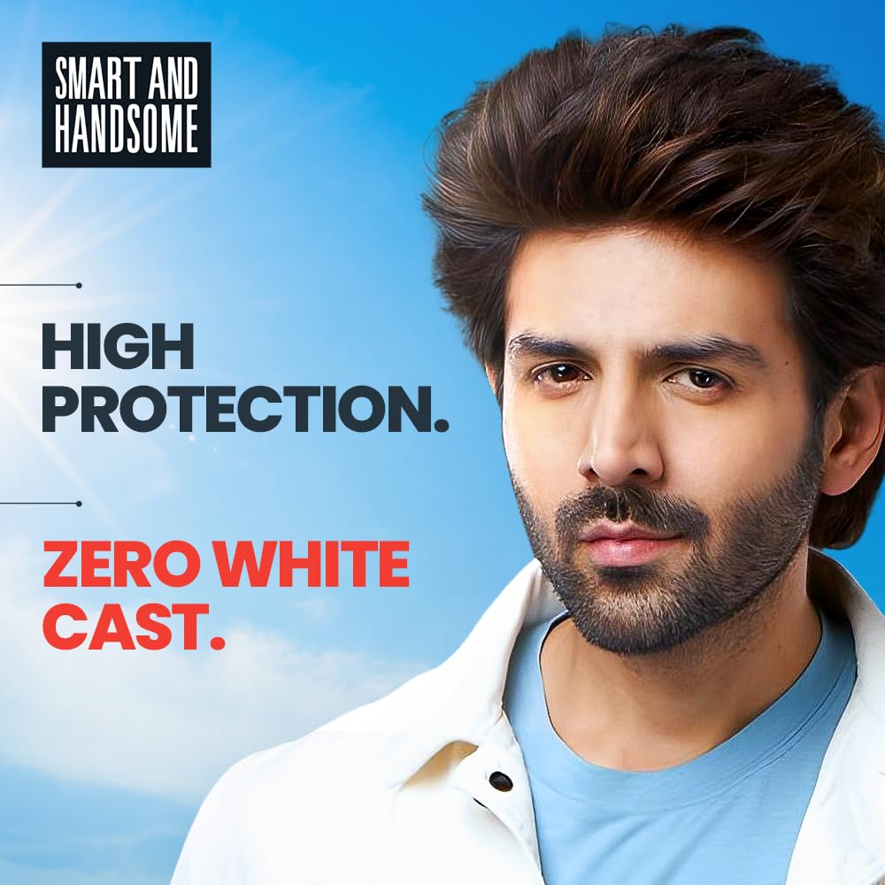 Smart And Handsome Sunshield Promaxx Sunscreen, Spf 50+ Pa+++, Protect & Reboot, 50g, Sea Buckthorn Extract + Helioedge5™ Technology, Zero White Cast, Dermatolo