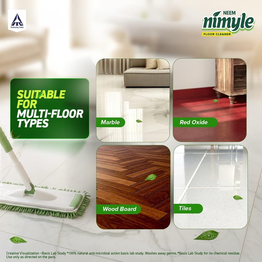 Nimyle Floor Cleaner Lemongrass 890ml|100% Natural Action|Power of Neem|99.9% Anti-Bacterial|Fresh Lemongrass Fragrance|Safe for Kids & Pets|Try Complete Range|