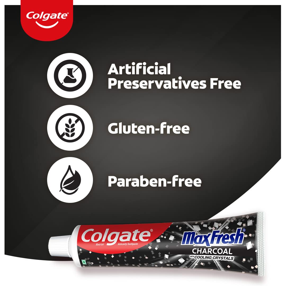Colgate MaxFresh Toothpaste, Black Gel Paste with Charcoal for Super Fresh Breath, 260gm 260 g (Pack of 1) Toothpaste