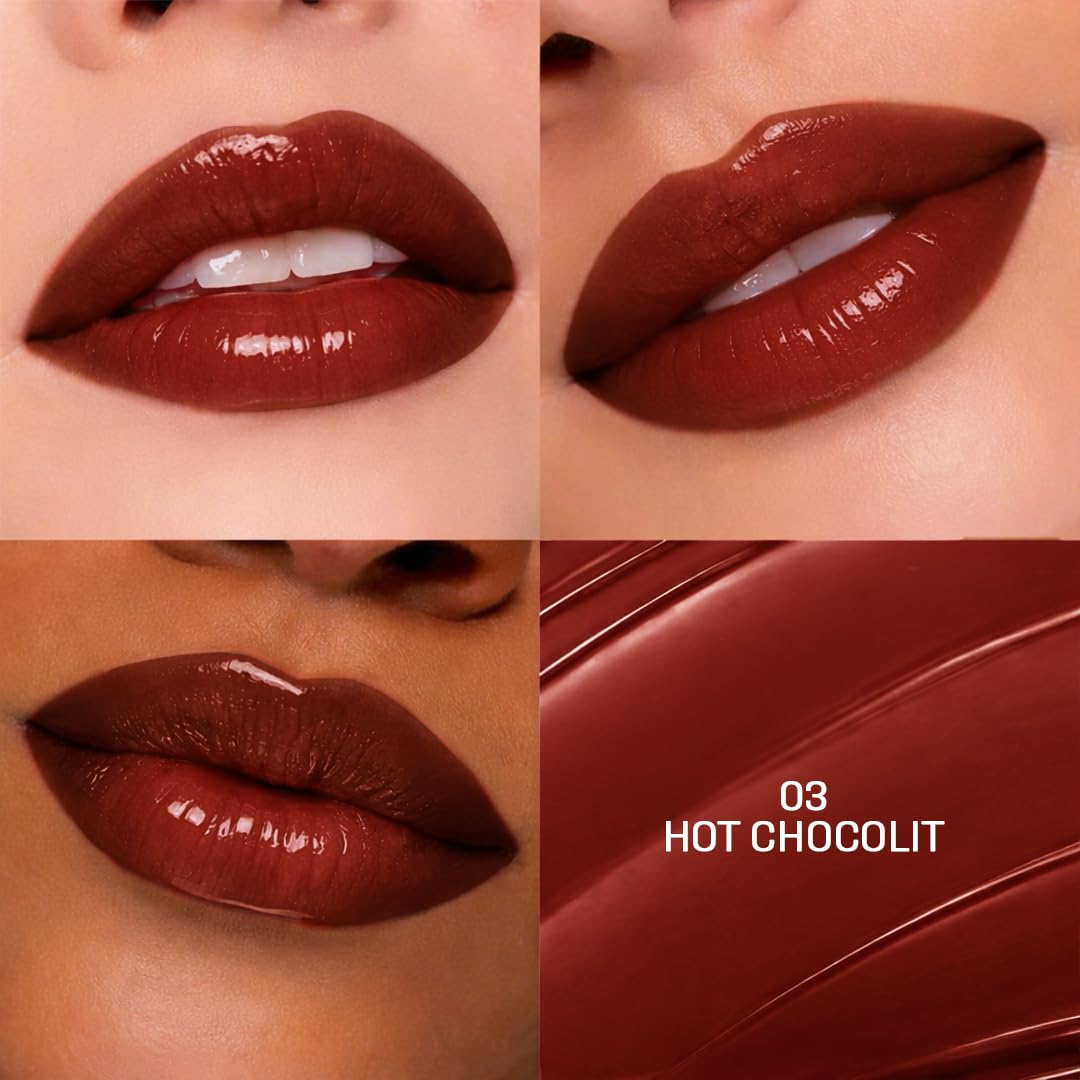 Colors Queen Gloss Stick | Lightweight & Non-Sticky Lip Gloss | Smooth 8 Hrs Hydrating Formula | High Shine Lipstick for Women Enriched with Shea Butter, Vitamin E & Squalane (03 - Hot Chocolit, 3.6g)