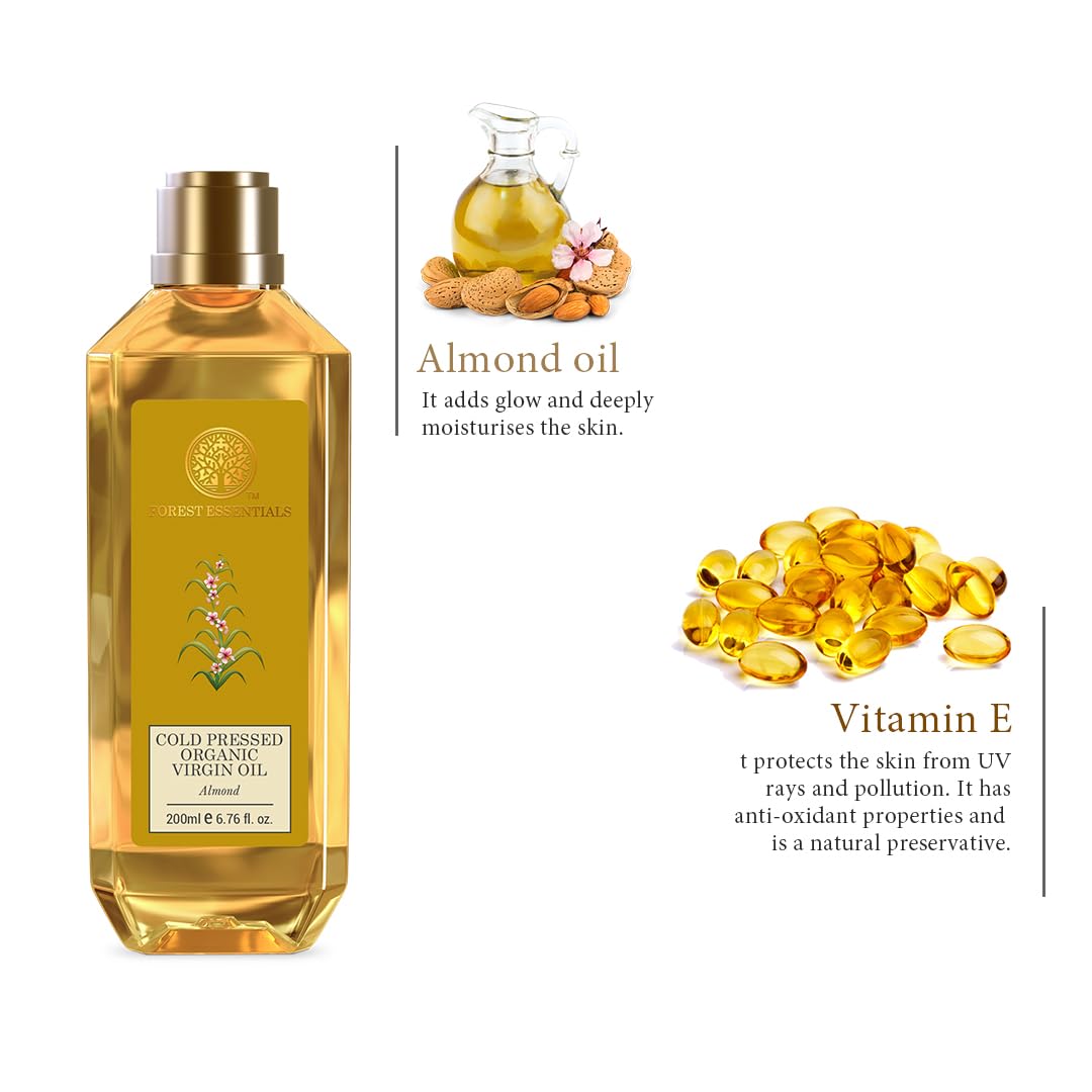 Forest Essentials Organic Pure Cold Pressed Almond Oil | 100% Pure & Natural