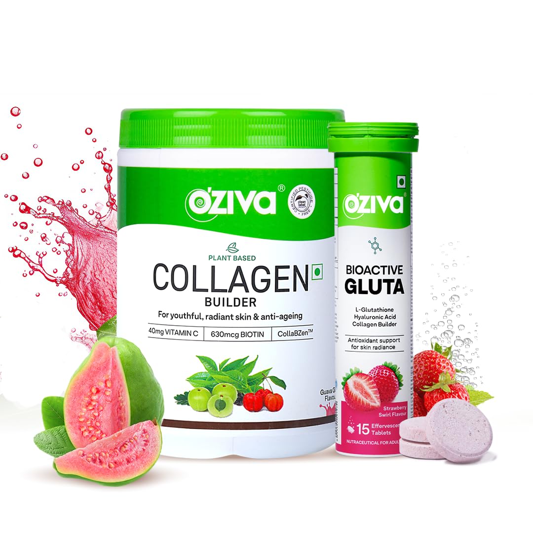 OZiva Collagen + Glutathione, for Radiant Skin, Guava Glow