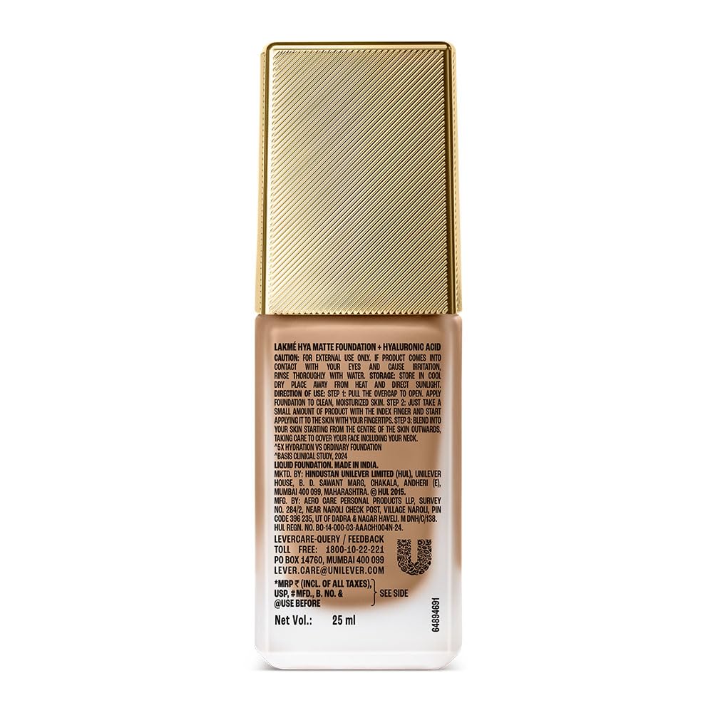 LAKMÉ 9to5 Hya Matte Full coverage Liquid All skin type Foundation + Hyaluronic Acid Cool Walnut - 25ml