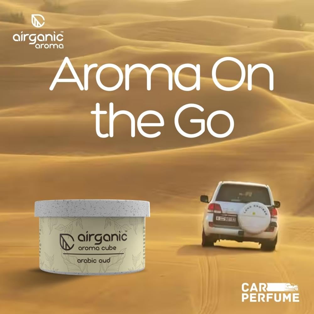AIRGANIC Aroma Cube - Arabic Oud Organic Air Perfume - 40g | Leakproof Car Air Freshener | Long-Lasting Fragrance | Freshen Up Your Car, Home & Office | Car Acc