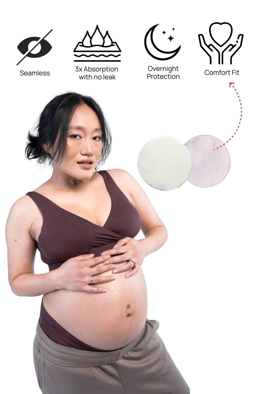 &Circus Leak Proof Pads for Nursing Bra | Washable Maternity Nipple Pad for Women | Reusable Leak Proof Nursing Pads for Breastfeeding Moms Pack of 4 (8 Counts)