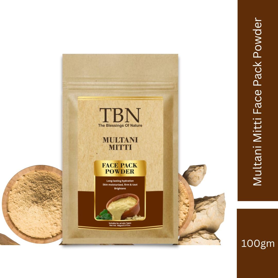 TBN 100% Natural and Organic Multani Mitti For Exfoliating, Soothing, Nourishing, Smoothening Face, Skin and Hair | For Face Mask and Hair Mask | Cleanses Skin