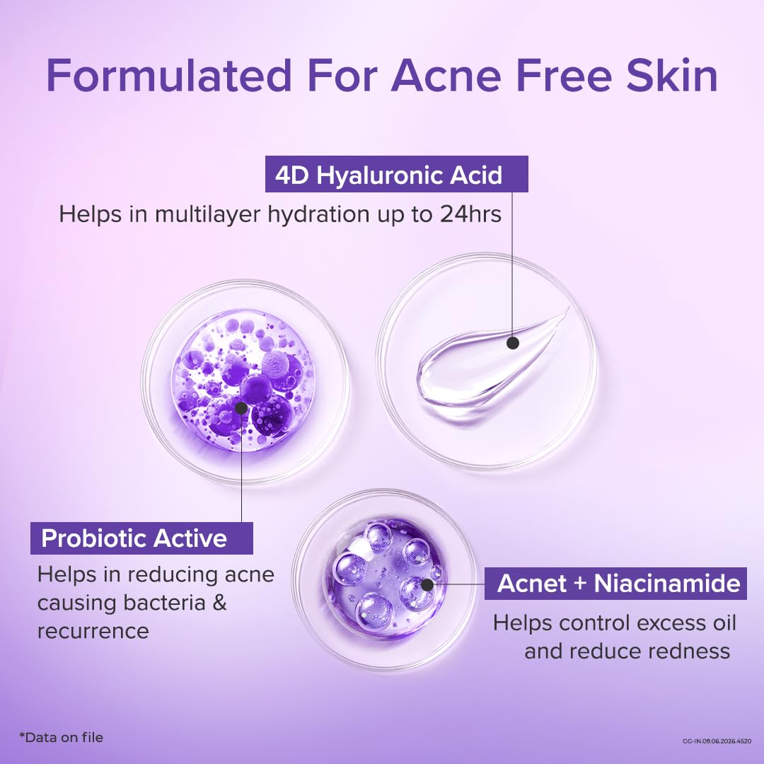 Dr. Reddy's Venusia Acne Moisturizing Gel For Oily & Acne Prone Skin | Ultra-light Sebum Control Formula With 5%+ Hydrating Complex, Polyglutamic Acid, 4-D Hyal