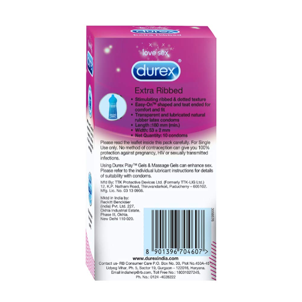 Durex Pleasure Pack (Durex Sensual 200ml, Extra Ribbed 10s)
