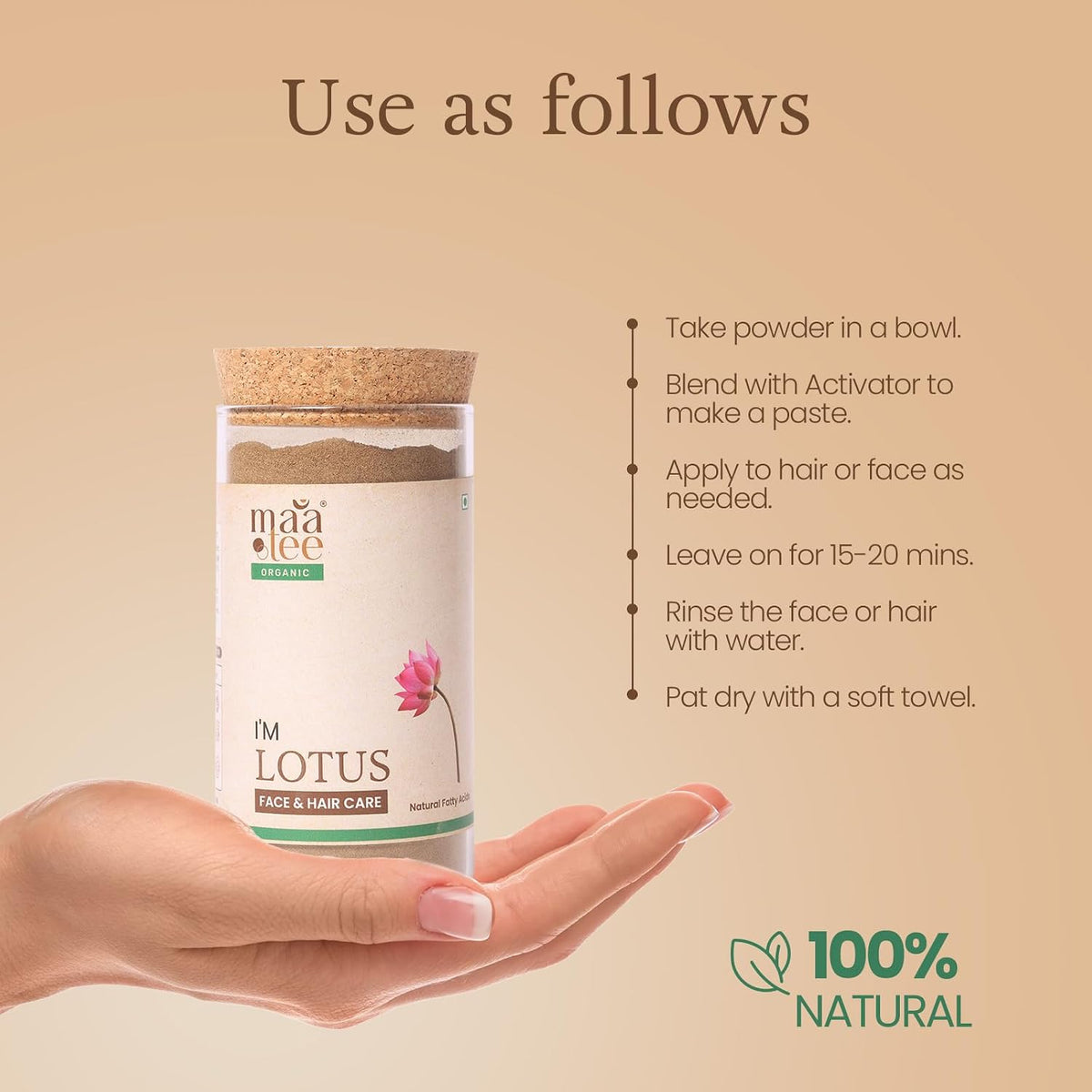 Lotus Powder for Face & Hair Care to Combat Skin Aging & Enhance Scalp Health I 100% Pure & Natural I For All Skin & Hair Types I Unisex I 100 gm