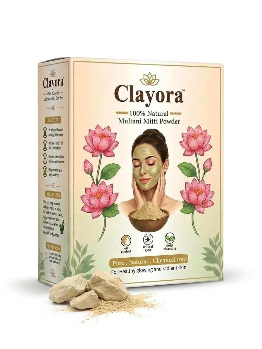 100% Natural Multani Mitti Powder for Face Pack (200g) | Pure Bentonite Clay for Glowing Skin, Oil Control & Acne Care | No Preservatives, Chemical Free Indian