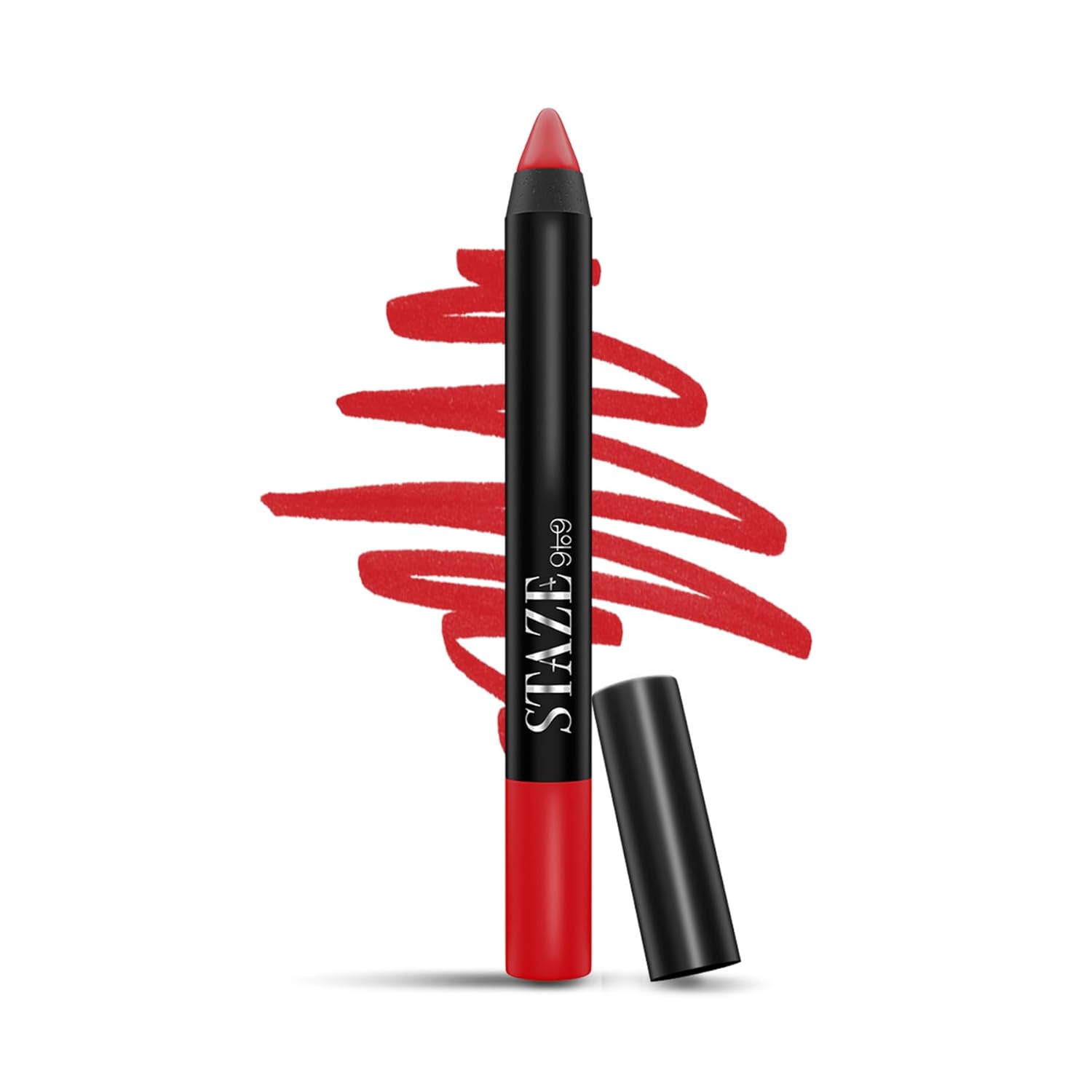 Staze Pout On Lip Crayon Lipstick High Pigment Matte Finish Long-Lasting & Waterproof With Vitamin E & Jojoba Oil Smudgeproof Sharpenable Lip Crayon 11 Red Hot Baby 3.5g