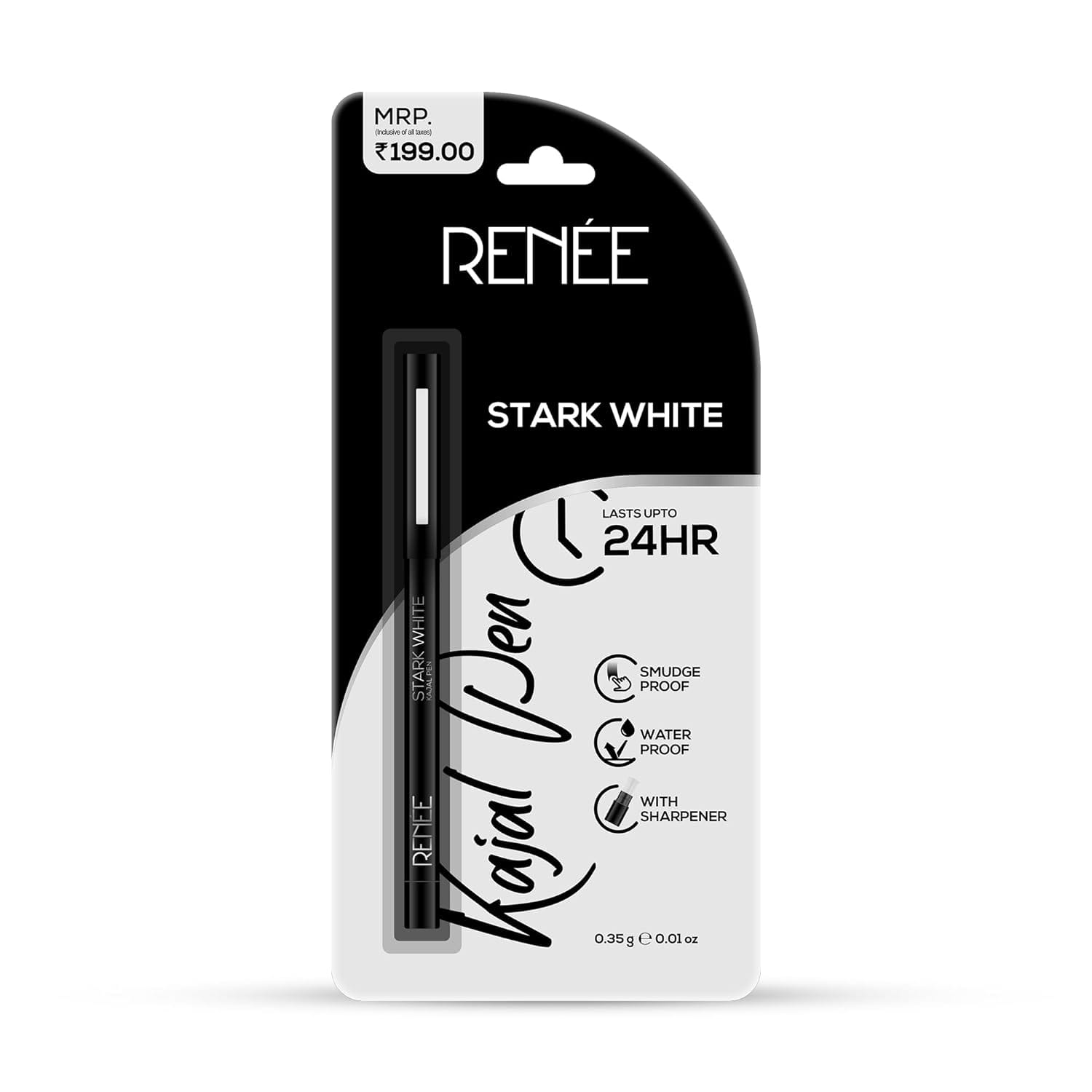 RENEE - Kajal Pen with Sharpener - Stark White - 0.35gm