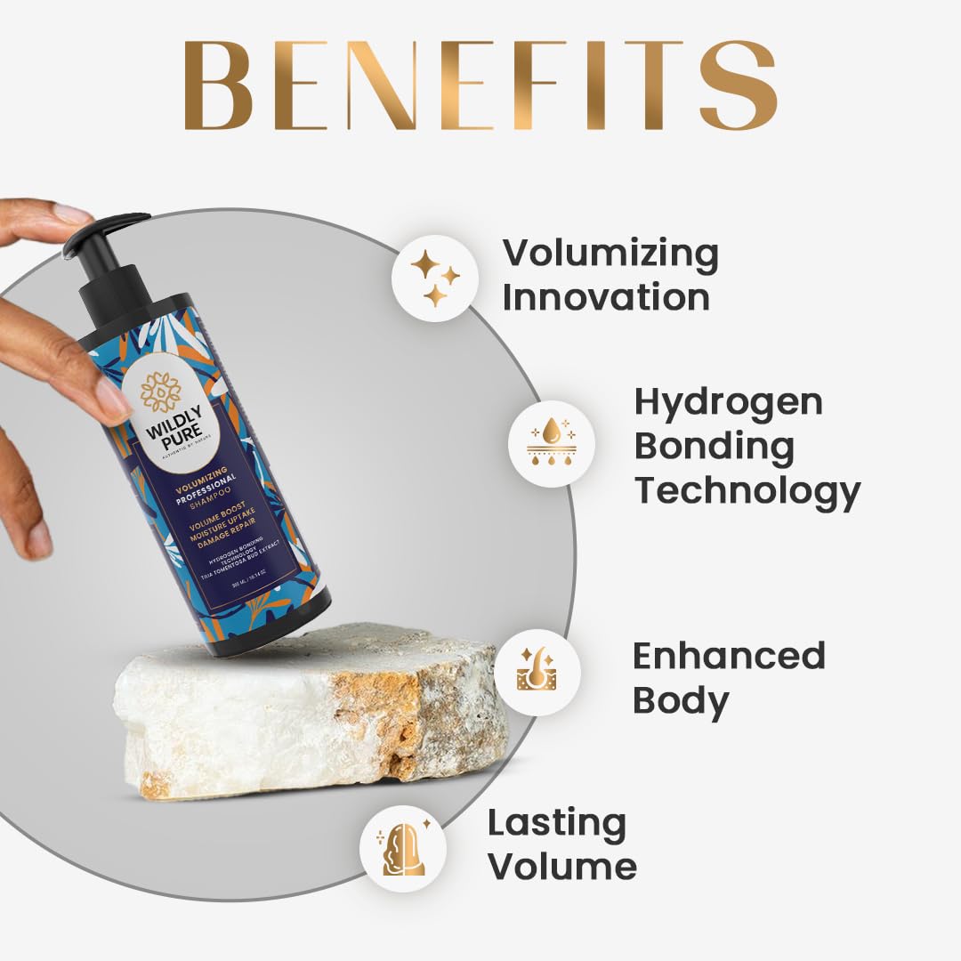 Wildly Pure Professional Volumizing Keratin Shampoo for Thin, Dry, Wavy & Damaged | Smoothening & Hydrating shampoo for daily use| Hydrogen Bonding & Ionic Inte