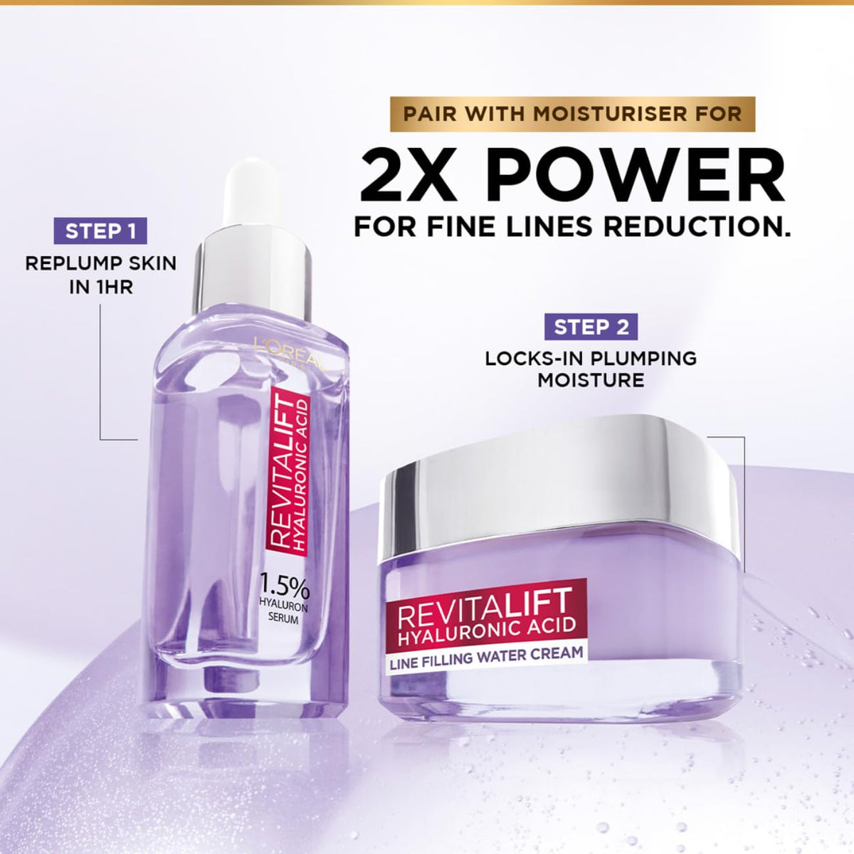 L'Oréal Paris Revitalift 1.5% Hyaluronic Acid Serum, Volume: 30ml, Intensely hydrates, smooths, and replumps skin, Fragrance free, paraben free, alcohol free fo