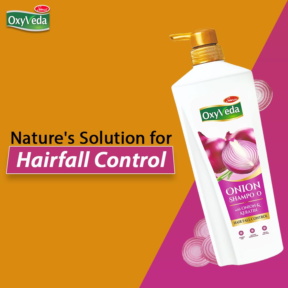 Simco Oxyveda Onion Shampoo 650ml | Hair Fall Control & Strengthening Formula