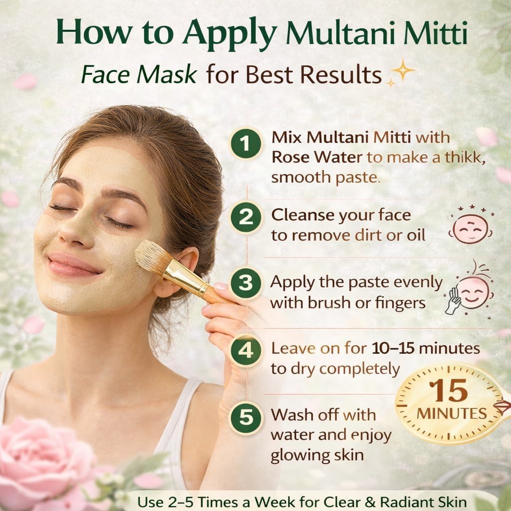 Multani Mitti Face Pack Powder 200 gm with Rose Water 150 gm