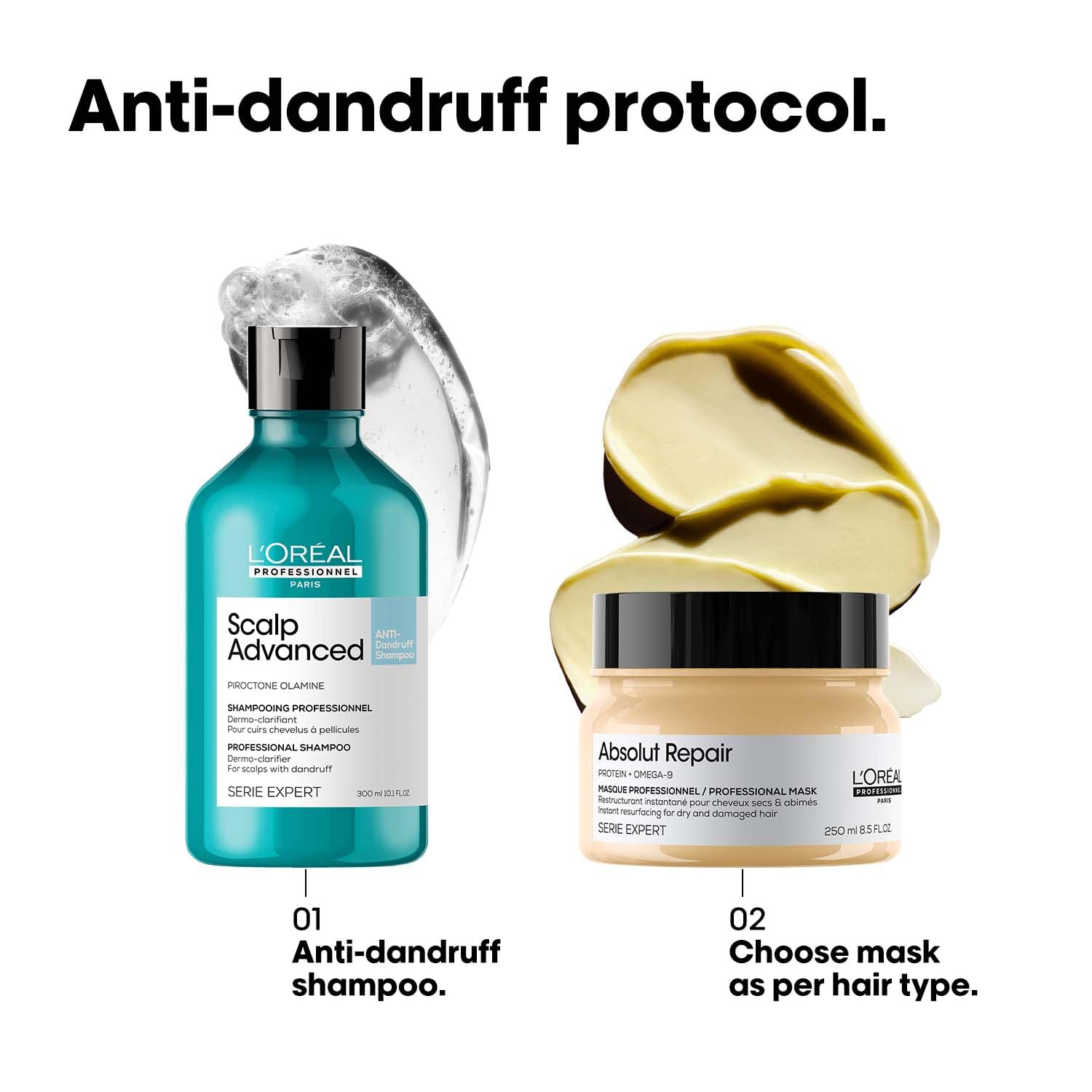 L'Oréal Professionnel Paris Scalp Advanced Anti-Dandruff Shampoo | Removes Dandruff & Gently Clarifies the Scalp | Dermo - Clarifier with Piroctone Olamine | For Men & Women, 300 ml