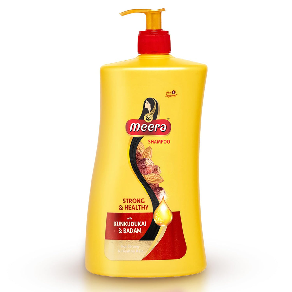 Meera Strong and Healthy Shampoo, With Goodness Of Kunkudukai and Badam, For Men And Women,1L 1 l (Pack of 1)