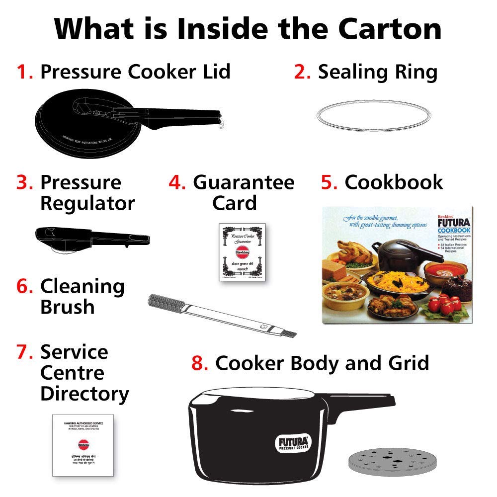 Hawkins Futura 2 Litre Pressure Cooker, Hard Anodised Pressure Cooker, Small Cooker, Black (FP20) 2 Litres