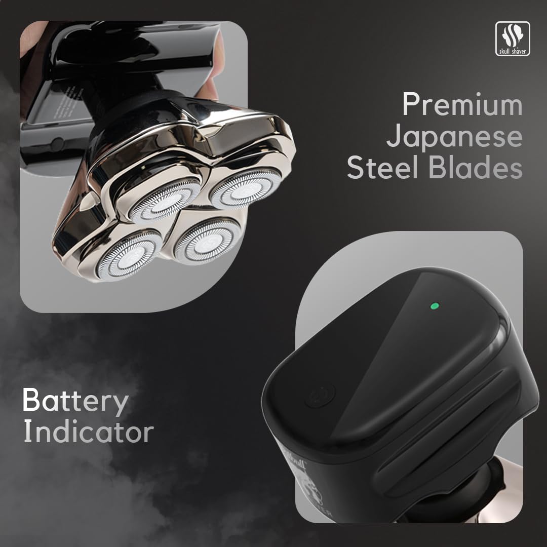 Skull Shaver Pitbull Silver PRO SX5 :Electric Head Shaver for Men, Wet & Dry Bald Head Shaver with Ergonomic Design - Perfect Grooming Kit & Gift for Men Single