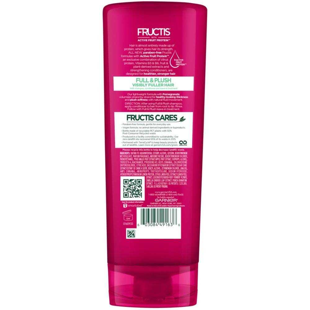 Garnier All Type Of Hair Care Pomegranate Fructis Full And Plush Conditioner, 12 Fluid Ounces 354.88 ml (Pack of 1)