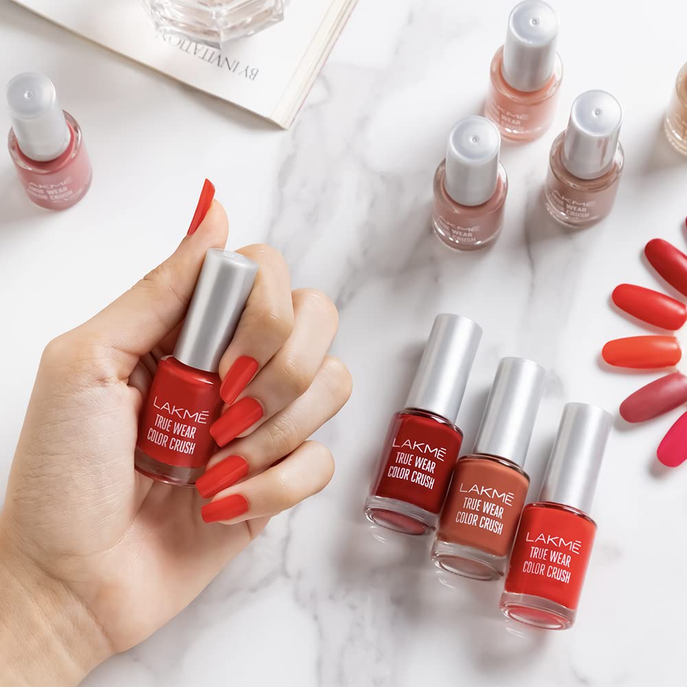 Lakme True Wear Color Crush Glossy Finish Nail Polish, Long Lasting & Vibrant Nail Paint, 404, 6Ml