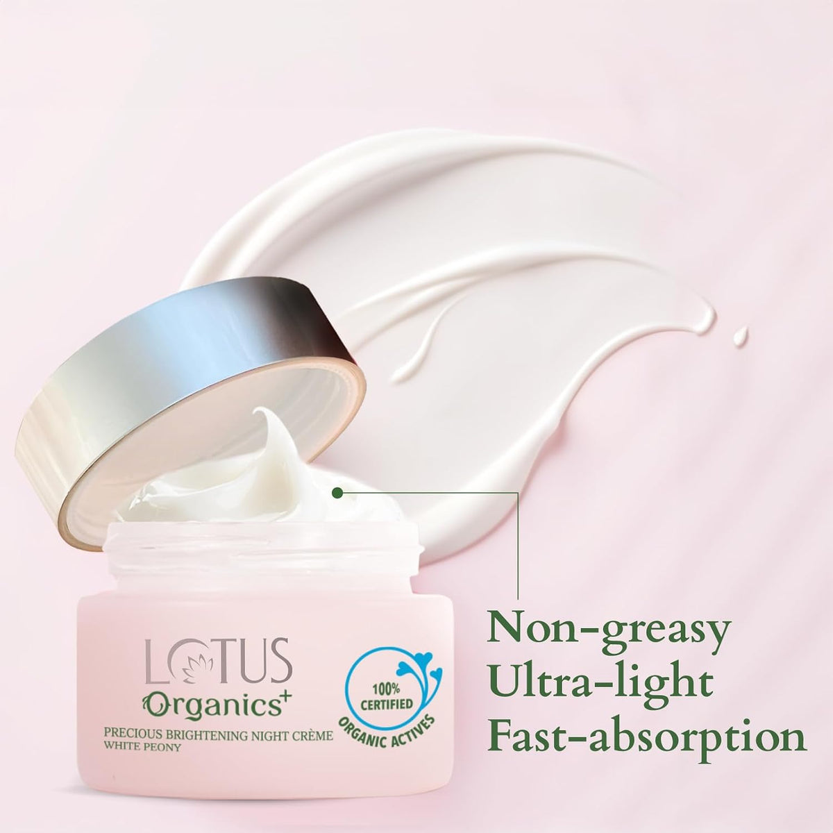 Lotus Organics+ Precious Brightening Night Cream | For Dark Spots, Blemishes & Pigmentation | Night Moisturiser | 30g