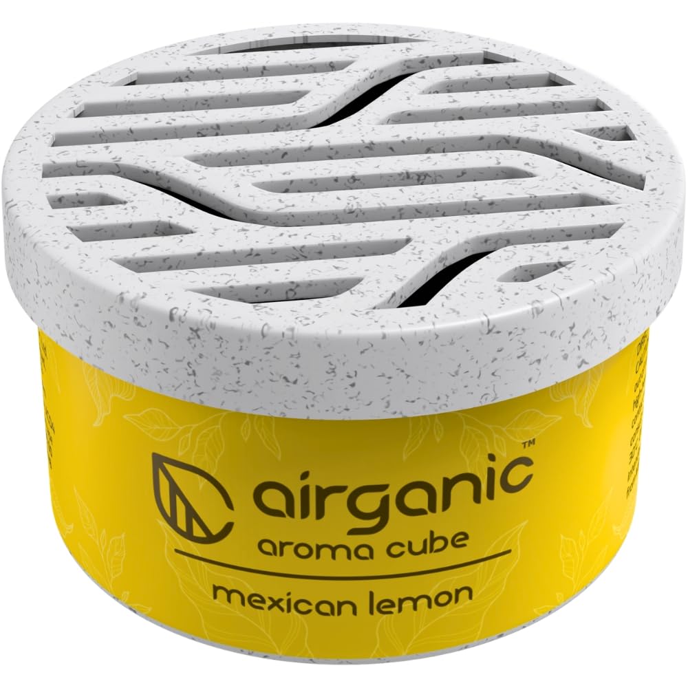 Airganic Aroma Cube -Mexican Lemon fiber Air Freshener |Organic Leakproof Car Perfume- 40g -Refreshing fragrance for Home, Office and Car Interior -Freshen'up y