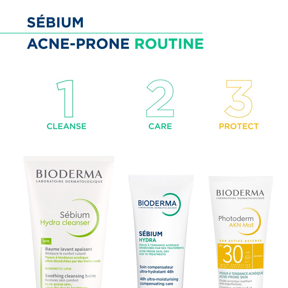 Bioderma Sebium Hydra Cleanser with Glycerin | Friction-Less Cleansing | 24H Comfort and Hydration | Acne Prone Sensitive Skin, 200 ml