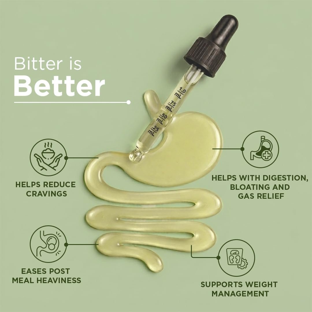 Arth Bitter Drops Weight Management Supplement - 15 Days Pack | Reduces Cravings Naturally | Improves Digestion & Bloating | With 14 Herbal Bitters, Karela, Dry