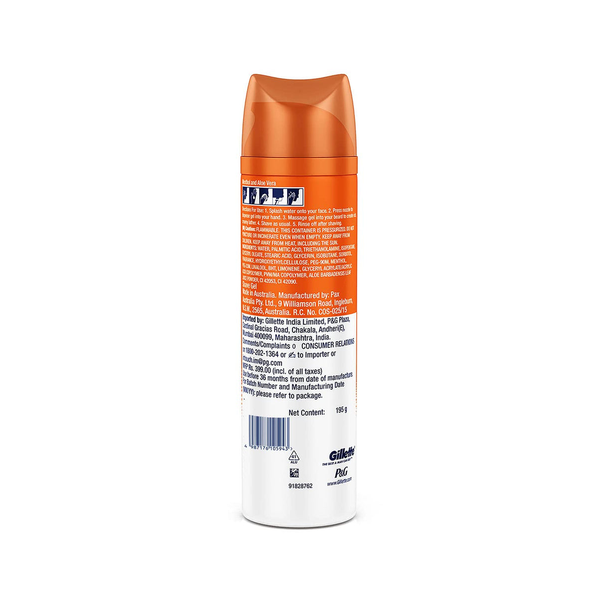 Gillette PRO SHAVING GEL ICY COOL WITH MENTHOL-195gram, White