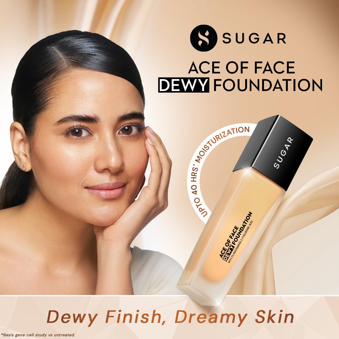 SUGAR Cosmetics Ace Of Face Dewy Foundation with 5% Niacinamide & Hyaluronic Acid | Lasts upto 18hrs | 30 ml - 05 Flat White