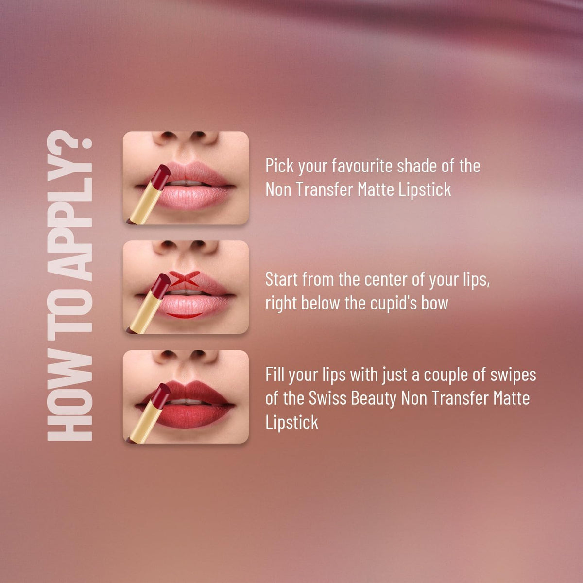 Swiss Baeuty Non-Transfer Waterproof Lipstick | Matte Finish | Long-Lasting | Highly Pigmented,2gm | Shade- (24 Naked)