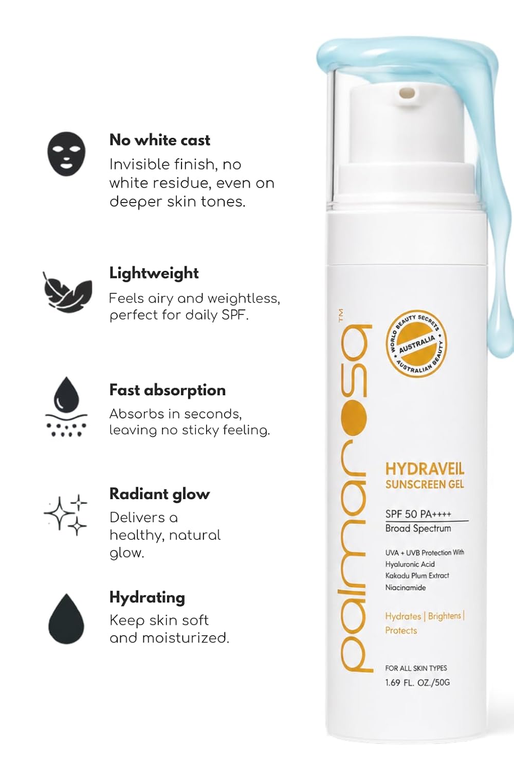 PALMAROSA™ HYDRAVEIL SUNSCREEN SPF 50 PA++++ With Kakadu Plum Extract