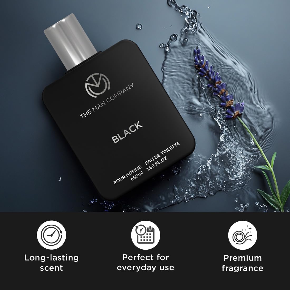 The Man Company Black Edt Perfume For Men - 50Ml, Premium Long Lasting Fragrance Spray, Gift For Him - Fresh