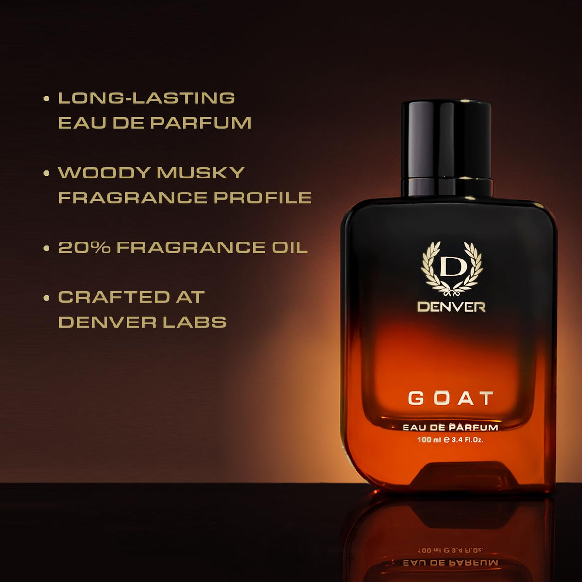 Denver GOAT Perfume For Men - 100 ML | Woody, Musky | Long Lasting Fragrance | Eau De Parfum
