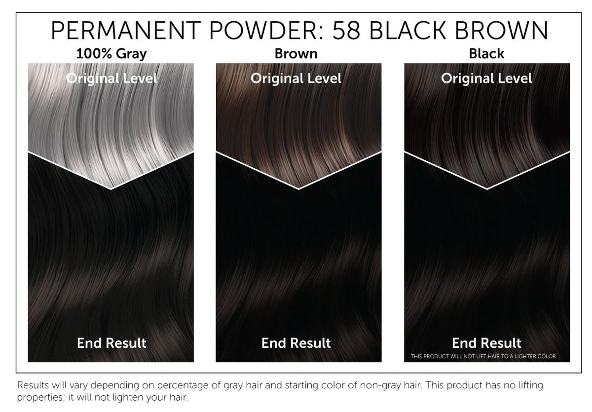 #58 Black Brown Bigen Permanent Powder - 12 Pack