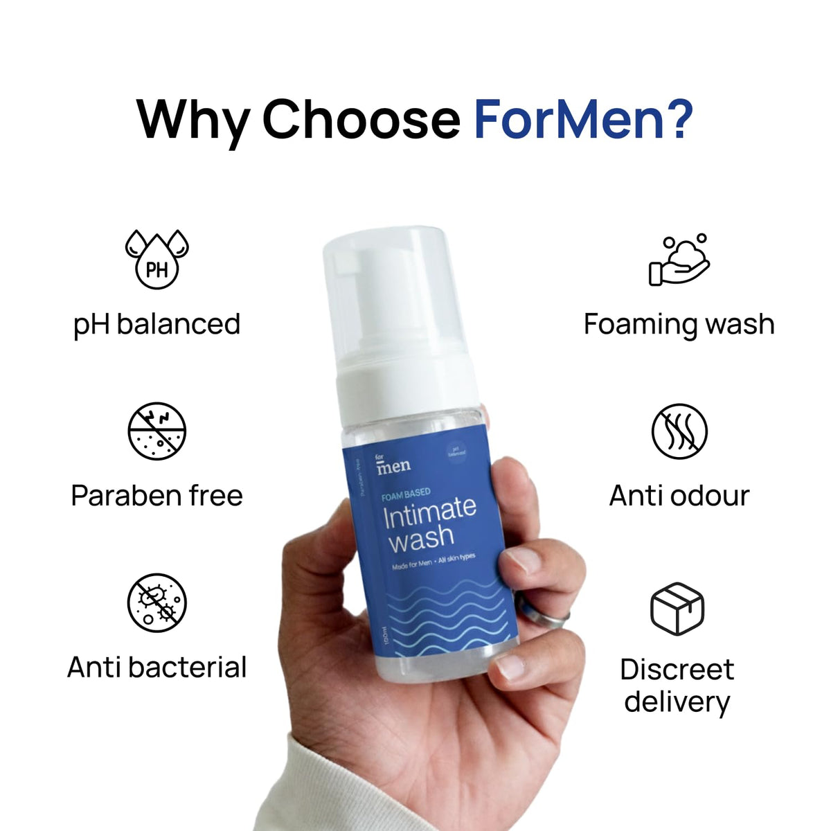 ForMen Intimate Wash for Men | pH Balanced Foam Based | Intimate Hygiene Wash | Anti Bacterial, Anti Fungal Sulphate & Paraben Free | with Aloe Vera and Tea Tre
