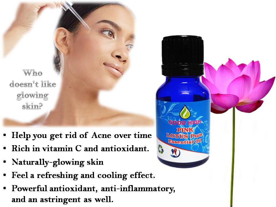 Good High Pink Lotus Oil 100% Pure Natural Organic Vegan and Undiluted - For Personal Care - By Good High (0.338 oz = 10 mL)