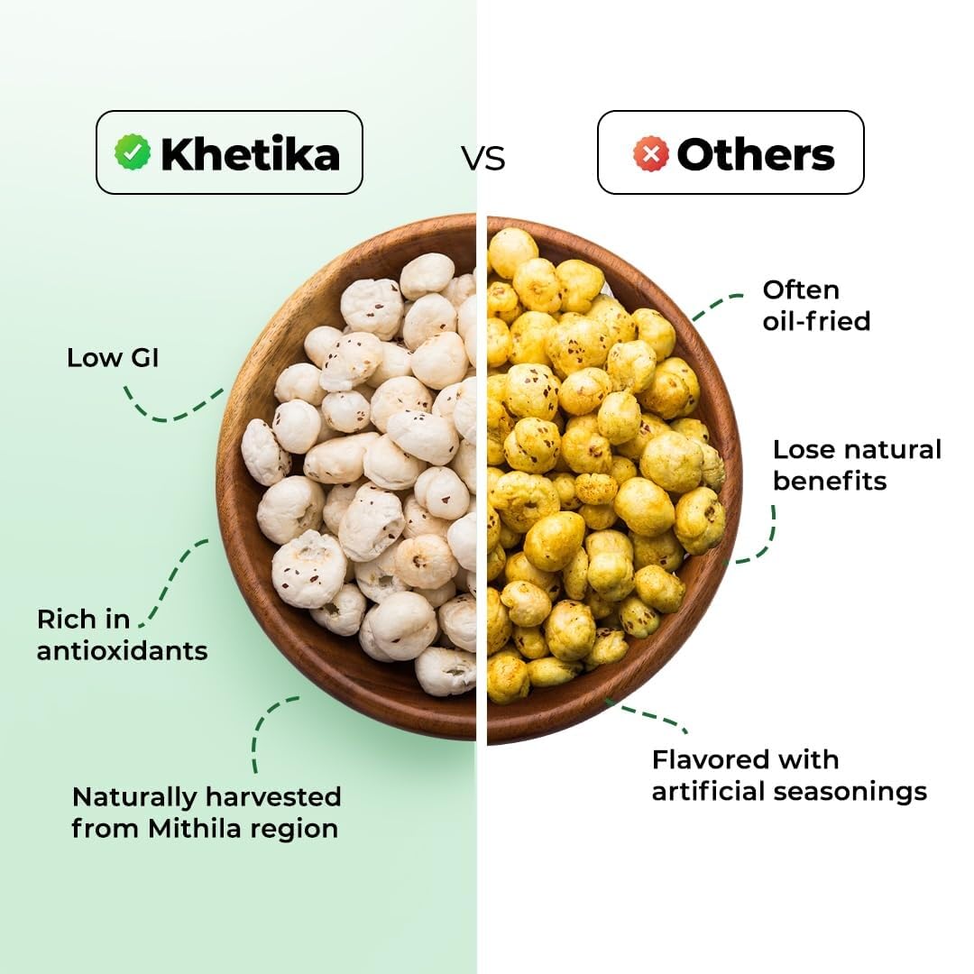 BM ORGANIC FOOD PRODUCTS Phool Makhana 500gm | Naturally Hand-Picked Fox Nuts | Natural Lotus Seeds | Healthy Roasted Snack | High Fiber & Protein Rich | Gluten
