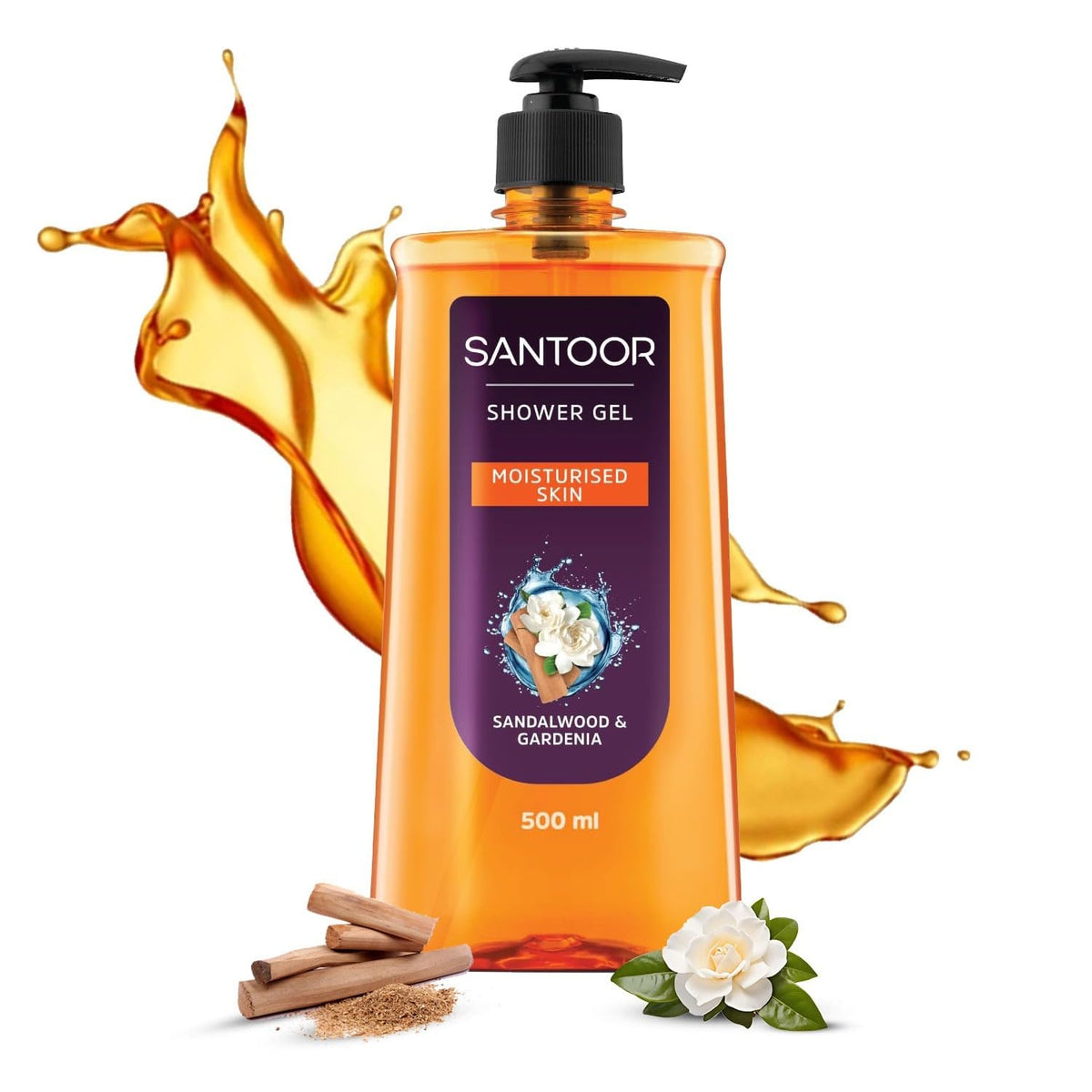 Santoor Moisturizing Shower Gel With Natural Sandalwood & Gardenia Extracts| For Men & Women| Moisturizing Body Wash With Glycerin | Suitable For All Skin Types